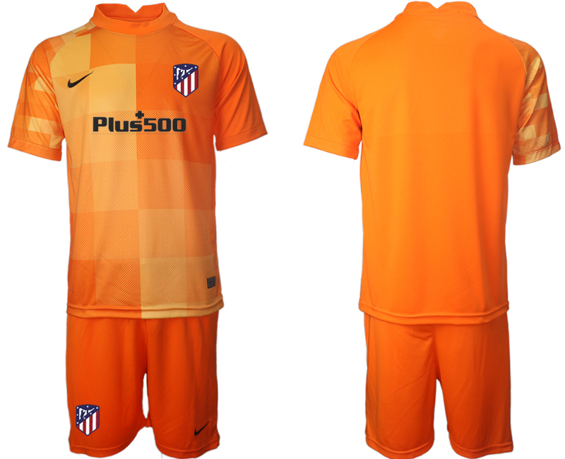 Cheap Men 2021-2022 Club Atletico Madrid orange red goalkeeper blank Soccer Jersey